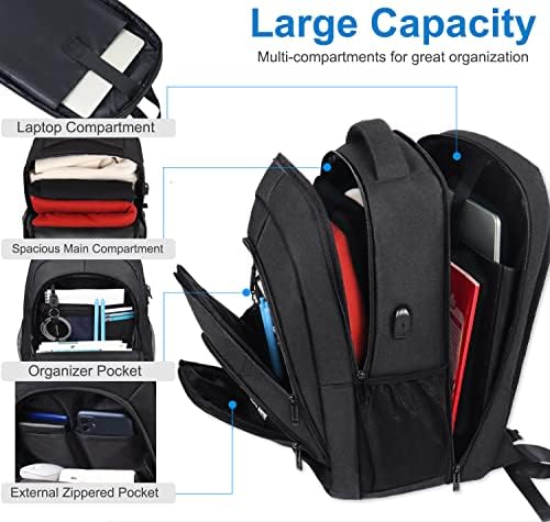 Mochila de viagem grande, mochila de laptop de 17 polegadas para homens para homens para homens resistentes à água Continua na
