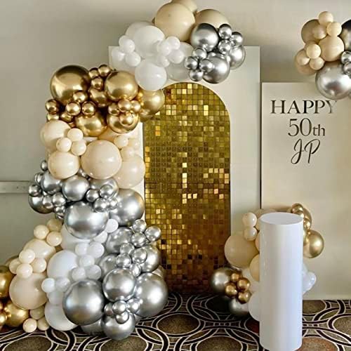 Realife Shimmer Wall Walldrop com 12 painéis de lantejoulas quadradas de ouro para decoração de casamento, festa, aniversário