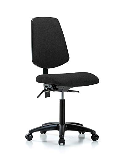 Labtech Seating LT42260 Cadeira de bancada média, tecido, base de nylon de fundo médio - rodízios, cinza