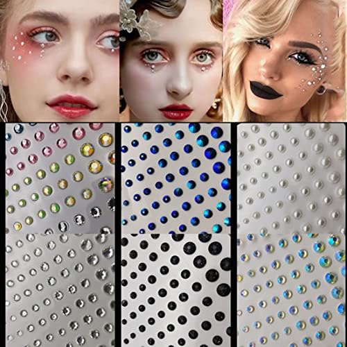 3D adesivo auto adesivo adesivos de stromestone 6 lençóis mistas de tamanho misto Jewels For Women Face Gems Makeup Party Festival Acessório