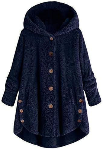 2022 Jaqueta de lã Mulheres, moletons de moda abotoar roupas de inverno mais tamanhos de moletom de moletom com capuz