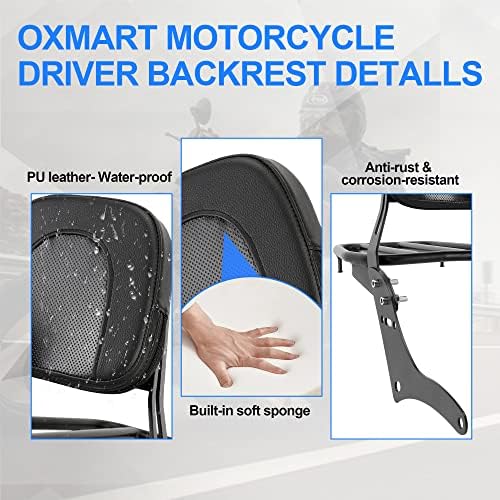 Oxmart Motorcycle Destactable Sissy Bar com assento traseiro do passageiro + Backrest Rack Backrest Rack compatível com