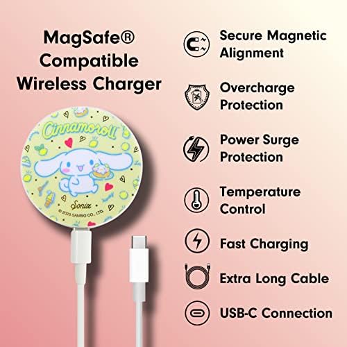 Caso Sonix Cinnâmoroll + Maglink Charger + USB-C Adaptador para Magsafe iPhone 13 Pro