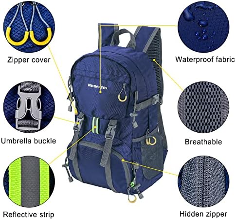 Lobisomens de 20/35L Backpack de caminhada leve, mochila pacote de viagem resistente à água Ultralight para homens homens