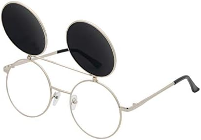 J&L Glasses retro flip-up redondo óculos de sol Seampunk