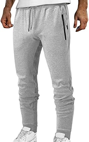 Calça masculina calça de ginástica de streetwear sólida para homens com zíper bolso de bolso de cintura esportiva de cintura