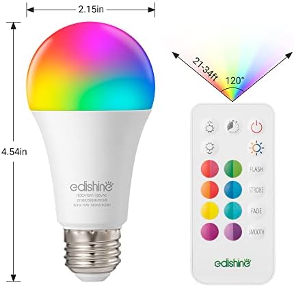 Lâmpada LED de Edishine, lâmpada de lâmpada que muda de cor, 4 modos-tempo-minimoria-memória, lâmpada LED LUZA