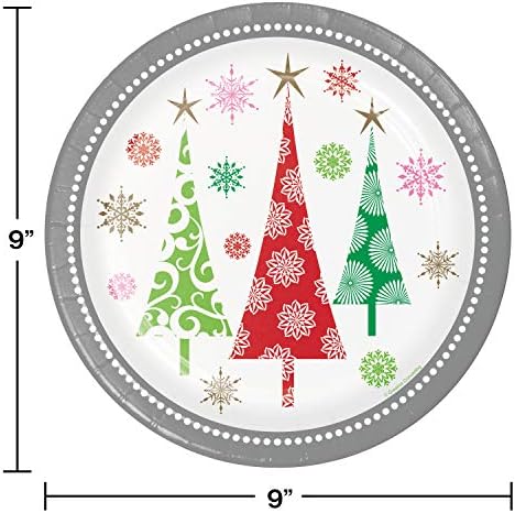 Placas de papel de árvores de Natal contemporâneas de conversão criativa, 9 , multicoloria