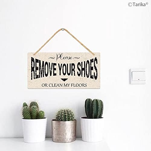 Remova seus sapatos ou limpe meus pisos de 8x12 polegadas Vintage Look Tin Decoração Placa Placa para casa Cozinha de