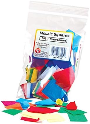PRODUTOS HYGLOSS Mosaic quadrados - quadrados de papel de seda - 1 polegada x 1 polegada - Ótimo para artes e ofícios - cores variadas - 50 cada uma das 10 cores - 500 quadrados