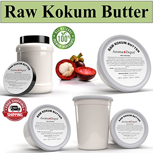 Aroma Depot 32 oz. / 2 lb. manteiga de kokum crua para a pele, corpo e cabelo. puro I Natural I Pressado frio I espessador para manteigas de corpo, filtros solares, sabonetes, desodorantes e loções.