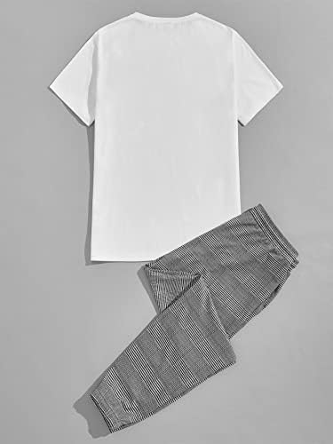 Roupa de 2 peças de gorglitter masculina de camiseta de manga curta e calças de cordas curtas de manga curta