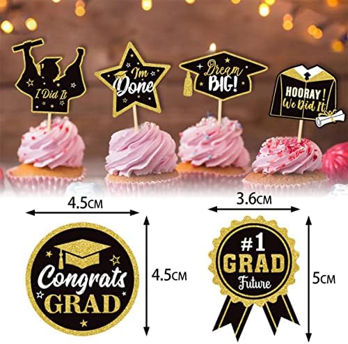 Cupcake de graduação Toppers 2023 Cupcakes de formatura Picks para suprimentos de festa aula de 2023 parabéns decorações
