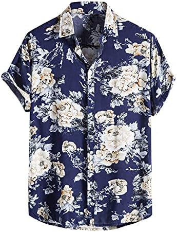 Camisas havaianas bifuton mass, camisa havaiana para homens de manga curta Botão casual de verão para camisa estampada floral camisetas de praia
