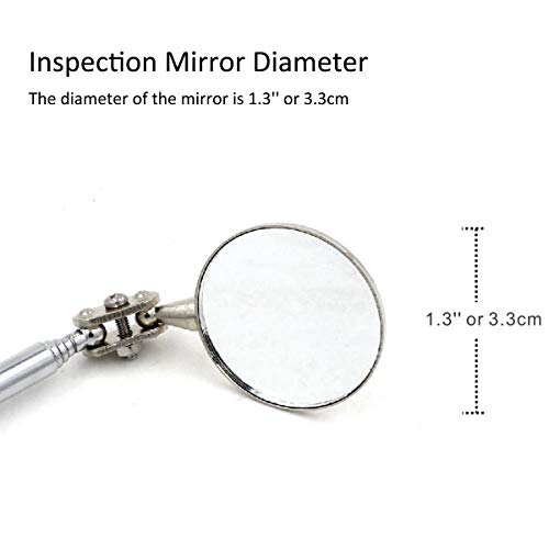 360 graus Glips de inspeção telescópica ajustável espelho 1,3 '' de 3,3 cm de comprimento estendido 7,3 '' 18,5 cm
