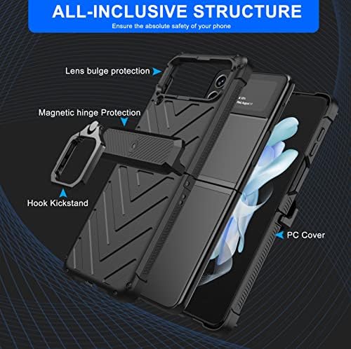 Flokinice Compatível para Samsung Galaxy Z Flip 4 Case, Proteção militar Protection Caixa de proteção robusta à prova de