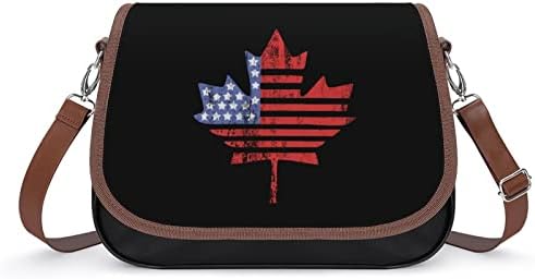 USA Canadá bandeira de bandeira de couro médio Bolsa de ombro de moda casual sacos de corpo com cinta