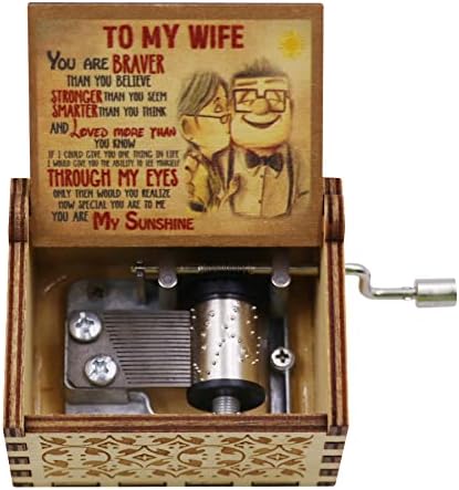 Ankomina Vintage gravada em madeira Manivela Box Box Home Decor, aniversário de aniversário Dia dos namorados para amante, namorada, filha, mãe, esposa