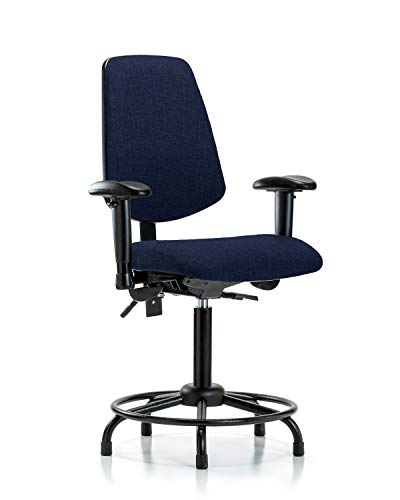 LABTECH ASSENTO LT42396 Cadeira de bancada média, tecido, base de tubo redondo médio -braços, braços, planícios, marinha