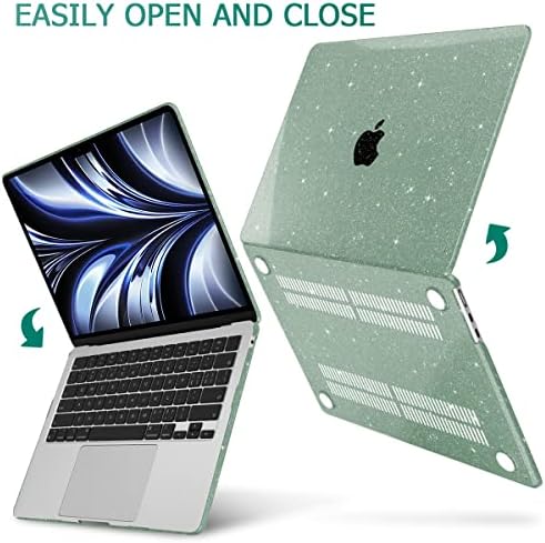 Tuiklol Compatível com o mais novo MacBook Air de 13,6 polegadas estojo 2022 m2 A2681, caixa de casca dura de plástico com tampa do teclado e USB C para USB Adaptador MacBook Air 13.6 M2, Giliter Midnight Green Green