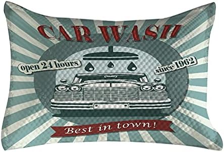 Ambesonne retro acolchoado travesseiro, design gráfico vintage para uma placa de lavagem de carro com a tampa de travesseiro de sotaque