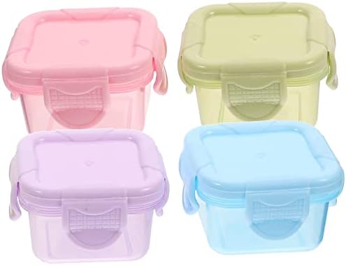 LuxShiny Bento Box Bento Box Acessórios 4pcs Recipientes de condimentos plásticos com tampas mini -jam caixa de refeições