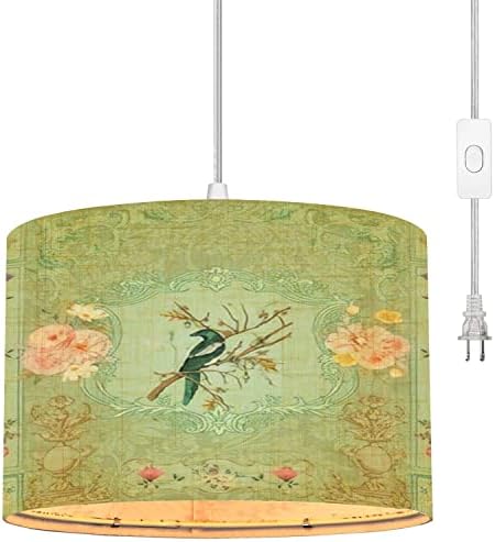 Conecte o pendente Light vintage Victorian Pastel Wall Floral Baroque Wall Rococo Painting Bird Bird Flight Light com