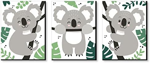 Koala Cutie - Arte da parede do berçário de urso e decoração do quarto das crianças - 7,5 x 10 polegadas - conjunto de 3 impressões