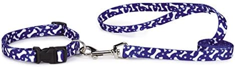 Padrões de cães de cão de nylon canino casual, colar de cachorro, se encaixa no pescoço 6 a 10, osso azul