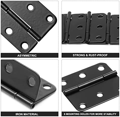 Auvotuis 24pcs 1-1/2 polegada Comprimento de bunda de metal preto, dobradiça de dobradiça de porta pequena pequena