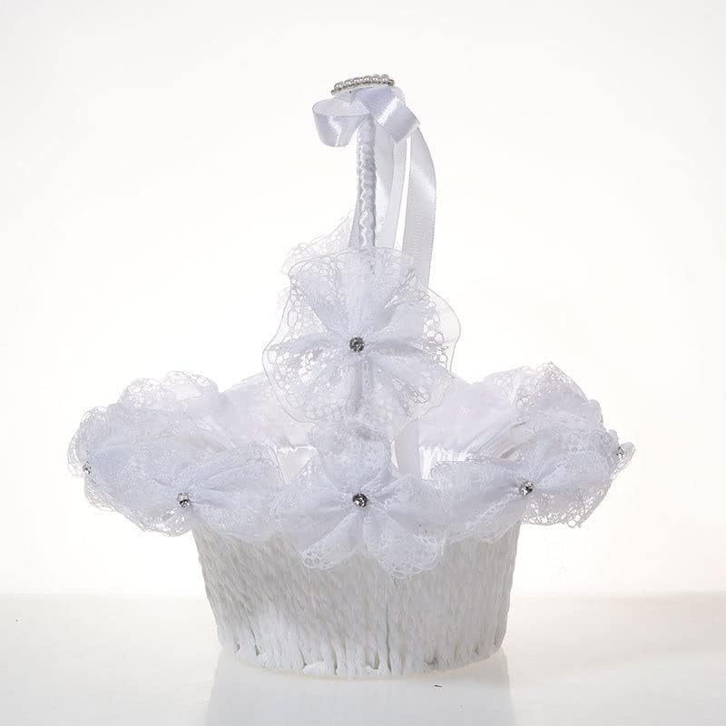 Xjjzs pérola strass shrestone arco -bridal flor flor cesto cesta de casamento cesta de cesta de casamento material de