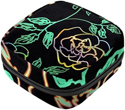 Bolsa de armazenamento de guardanapos sanitários de Oryuekan, bolsas de zíper menstrual reutilizável portátil, bolsa de armazenamento de tampões para mulheres meninas, flor de neon rosa vintage floral