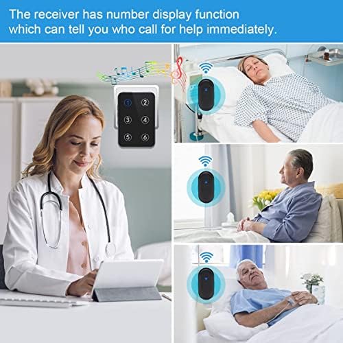 Cuidador sem fio Pager Botão de chamada de enfermagem Sistema de chamada de 500 pés com exibição de números de LED para idosos/paciente/desativado em casa/hospital/clínica