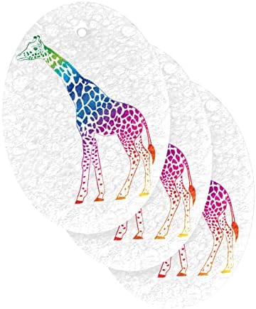 ALAZA Rainbow Giraffe Impressão animal esponjas naturais Esponjas de cozinha Esponja de celulares para pratos Lavando banheiros e limpeza doméstica, não arranhões e ecológicos, 3 pacote