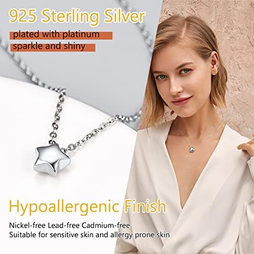 Prosilver 925 colar de prata esterlina para mulheres, coração/cruz/redonda/estrela/lua/triângulo/vertical, 16 -18 Ajustável, venha a caixa de presente