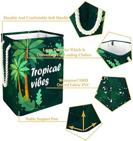 Individador Tropical Vibes Lavanderia grande cesto de roupas prejudiciais à prova d'água cesta de roupas para roupas de brinquedos,