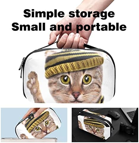 Caráter de desenho animado de gato fofo. Organizador eletrônico, caixa de proteção à prova de choque, bolsa de bolsa de organizador de cabos pequenos de viagem