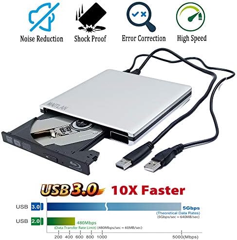 Alumínio USB 3.0 Portátil 6x Blu-ray Burner 3D Movies Blue-Ray Players DVD Players para Dell Inspiron 15 13 14 Series 5000 7000 7567
