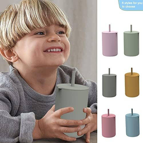 Alwytlon Cupdler Cup, Copo de Treinamento de Silicone Sprill de grau de alimentos para bebês, xícaras de transição de silicone - Copos de bebê/criança com palhetos e tampas, 6 oz