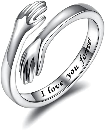 StrollGirl 925 Sterling Silver Hug Rings For Women Eu te amo para sempre Ring Ring Ring Ajusta Band Jewelry Presente para meninas