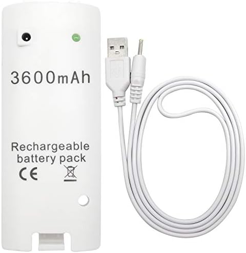 OSTENT 3600mAH Cabo de carregador de bateria recarregável para Nintendo Wii Remote Controller Color White