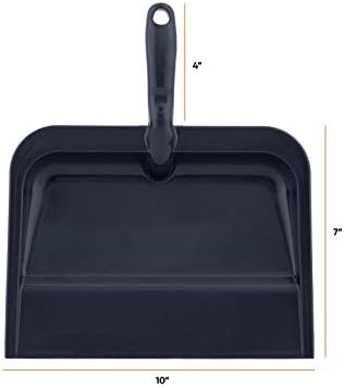Superio Plastic Dustpan com alça de alça de conforto preto pesado, durável e leve Multi Surface Pan Pan Sweet Sweeping, 10 polegadas de largura