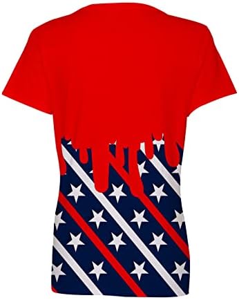 4 de julho Tops de bandeira americana feminina camisa camisa de manga curta v pescoço patriótico tshirts