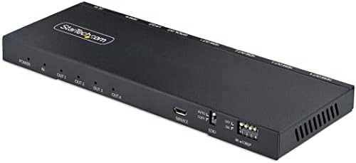 Startech.com 4-porta Splitter HDMI, Vídeo 4K 60Hz HDMI 2.0, divisor de 4K HDMI com escaler embutido, 1 em 4 em 4 Splitter HDMI, porta de áudio de 3,5 mm/óptica, exibição HDMI/divisor de saída