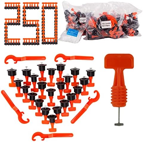 Sistema de nivelamento de ladrilhos 1/16 kit, espaçador de niveladores de ladrilhos 250pcs, espaçadores de ladrilhos de 500pcs 1/12 e Kit de ferramentas de instalação de ladrilhos reutilizáveis ​​para paredes e pisos de construção para construir paredes e pisos