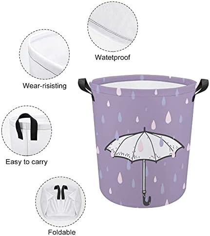 Foduoduo Roupa Rain Rain Rain Rain Ilustração Restre com Handles Tortable Turme Dirty Roupas Saco de armazenamento para quarto, banheiro,