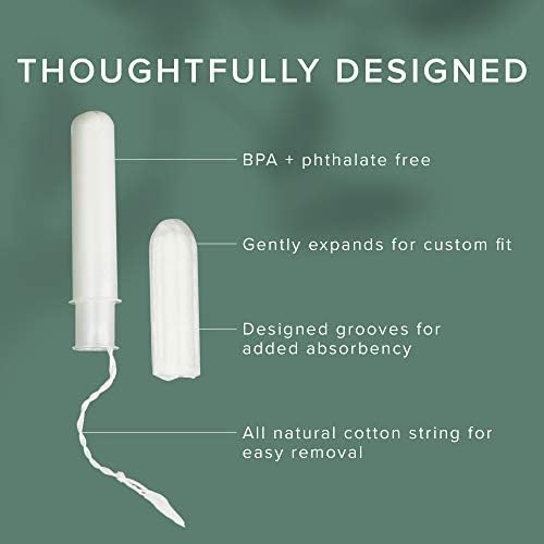 Veeda de algodão natural com tampões regulares com aplicador compacto sem BPA, testado dermatologicamente, cloro, fragrância e