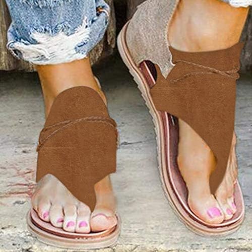 Sandálias femininas de Aihou Tamanho 12 Mulheres do dedo do pé aberto Sandálias planas Sapas de verão Casual Roman Buckle Beach Sandals