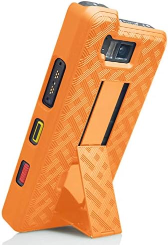 NakedCellphone Combo Series Compatível com capa de telefone Sonim XP8, capa dura de kickstand com coldre de cinto [rotativo/catraca] para XP8800 - laranja brilhante