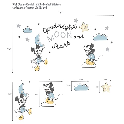Lambs e Ivy Disney Baby Moonlight Mickey Mouse Blue/preto Decalques/adesivos de parede preta